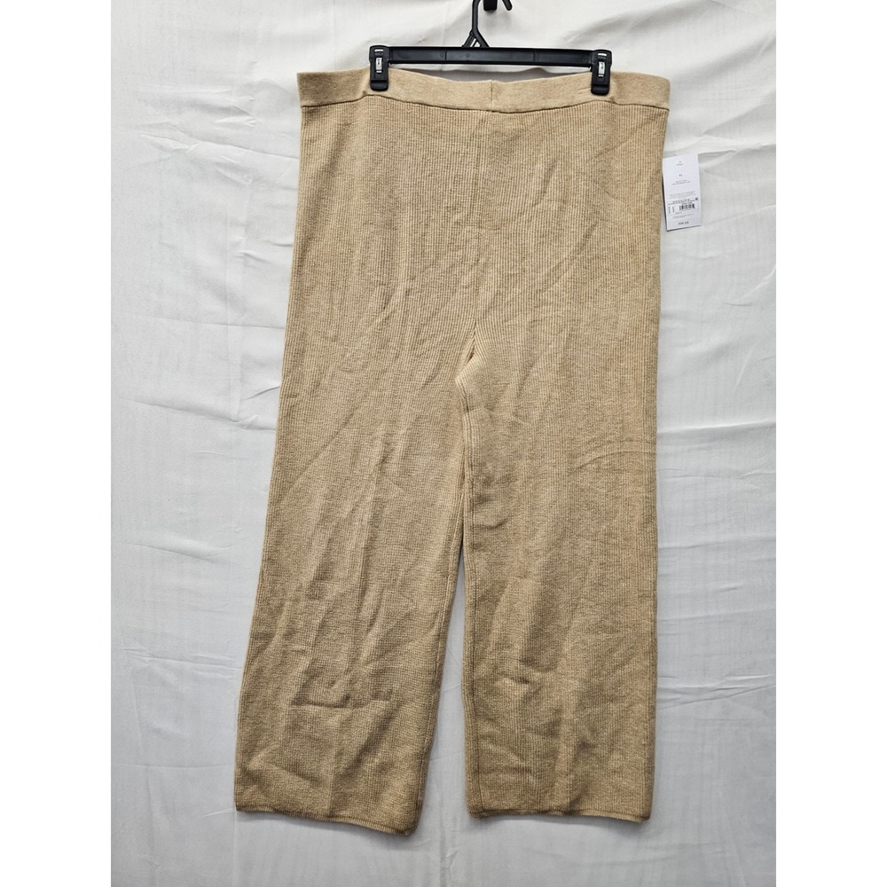 Isabel by Ingrid & Isabel Womens Ribbed Wide Leg Maternity Pants Tan Size XL